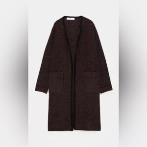 Zara PLUM LONG METALLIC THREAD‎ CARDIGAN